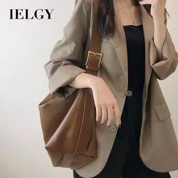 IELGY women s brown minimalist shoulder bag, versatile commuter bag, fashionable new large-capacity messenger bag коричневый