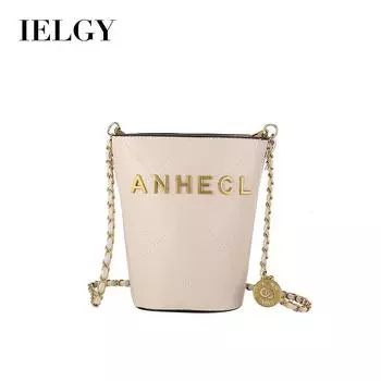 IELGY women s bucket bag, simple and fashionable cylindrical chain rhombus shoulder messenger bag коричневый