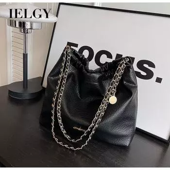 IELGY women s bucket bag, versatile chain messenger tote bag чёрный