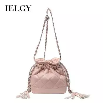 IELGY women s bundle shoulder messenger bag, versatile fashion diamond chain bucket bag