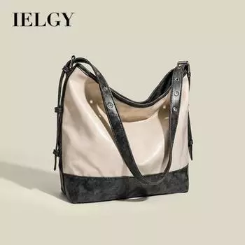 IELGY women s high-end sense niche old-fashioned simple and versatile fashion commuting large-capacity shoulder messenger tote bag бежевый