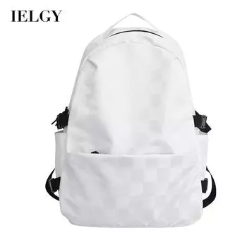 IELGY Женский рюкзак в корейском стиле с клетчатой текстурой чёрный