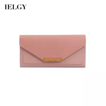 IELGY Women s Long Wallet Simple Buckle Large Capacity серый