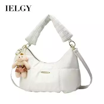 IELGY women s one-shoulder oblique straddle handbag, fashionable Korean version of trendy personality, simple atmosphere, embroidered thread белый