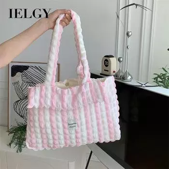 IELGY Women s Pleated Bubble Large Capacity Shoulder Cloud Bag, Commuter Canvas Tote Bag бежевый