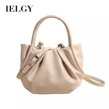 IELGY women s portable large-capacity pleated bucket bag, versatile fashion messenger bag хаки
