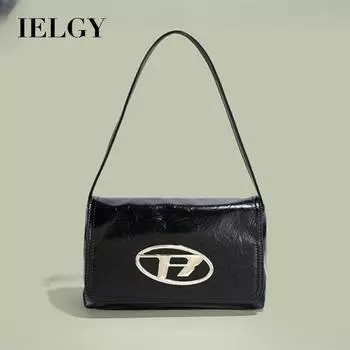 IELGY women s pu leather soft shoulder bag, fashion trend versatile armpit bag, portable retro small square bag чёрный