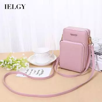 IELGY women s pu long large capacity multifunctional mini diagonal bag красный