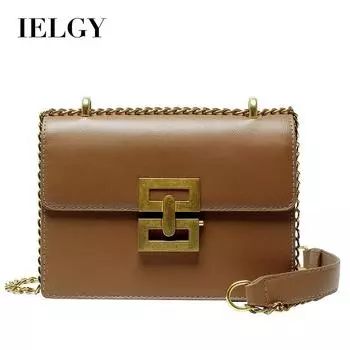 IELGY women s retro fashion chain small square bag, creative lock messenger bag чёрный