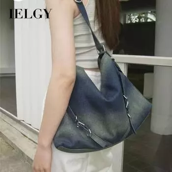 IELGY women s retro street large-capacity one-shoulder diagonal span shopping bag, versatile casual one-shoulder tote bag, underarm bag.