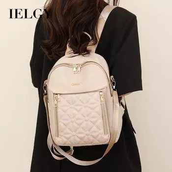 IELGY Женский рюкзак с вышивкой ромбами, корейская версия универсального водонепроницаемого туристического рюкзака большой вместимости чёрный