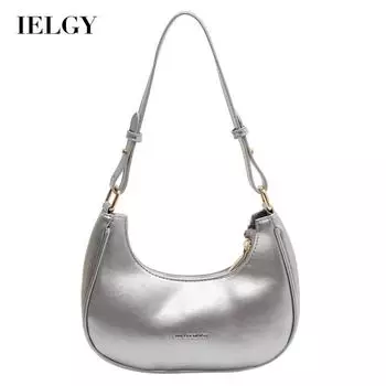 IELGY Женская элегантная сумка через плечо в форме полумесяца из блестящей лакированной кожи бежевый