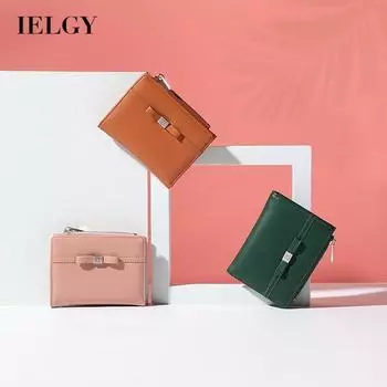 IELGY women s short wallet with bowknot and multiple card slots синий