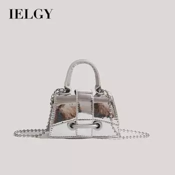 IELGY Женская серебряная цепочка маленькая квадратная сумка, лакированная кожа маленькая квадратная сумка текстура портативная сумка-мессенджер