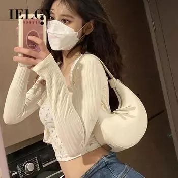 IELGY women s simple and personalized shoulder crescent bag, versatile portable underarm bag чёрный