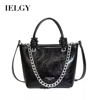 IELGY Женская трендовая черная сумка-корзина для овощей, переносная сумка-ведро на цепочке, высококачественная универсальная сумка-мессенджер через плечо для поездок на работу чёрный