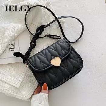 IELGY women s trendy diamond embroidery thread semi-round bag, fashionable single shoulder, simple chain pu messenger bag белый
