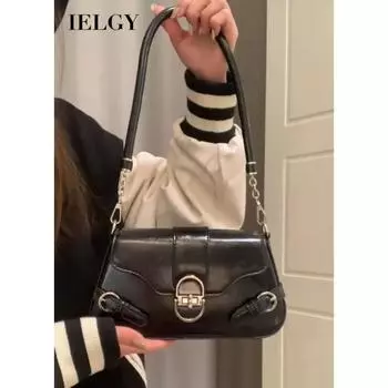 IELGY Women s Versatile French Shoulder Crossbody Bag, Textured Baguette Bag, Retro Underarm Bag чёрный