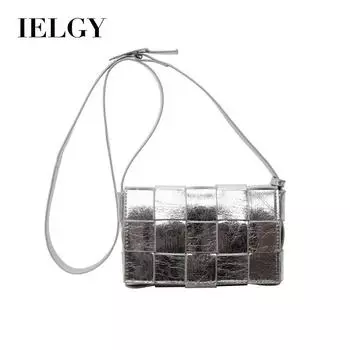 IELGY Женская универсальная серебряная сумка через плечо, плетеная маленькая квадратная сумка премиум-класса чёрный