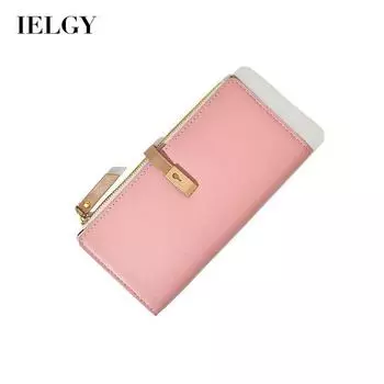 IELGY Women s Wallet Simple And Practical Small Fresh Solid Color Long серый