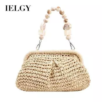 IELGY woven straw bag, high-end summer versatile portable shoulder armpit bag хаки