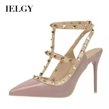 IELGY/высокие лакированные кожаные сандалии на высоком каблуке 10 см, однотонные женские полые римские сандалии на шпильках 34 белый