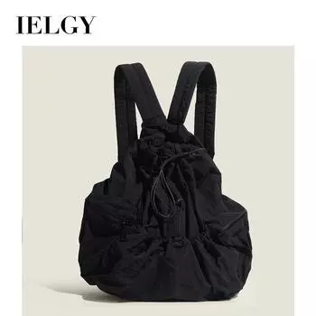 IELGY Японская и корейская сумка на плечо со шнурком сзади, вместительный школьный ранец в стиле Харадзюку, повседневный универсальный рюкзак из плиссированного нейлонового холста.