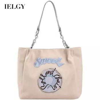 IELGY Японская нишевая простая универсальная вышитая холщовая сумка через плечо большой вместимости для женщин синий
