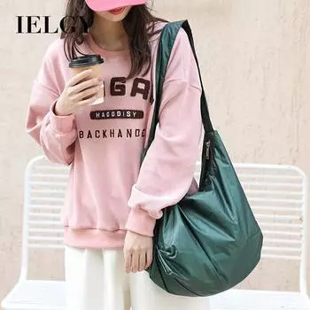 IELGY Японская повседневная ретро модная сумка-мессенджер из плиссированного нейлона большой вместимости чёрный