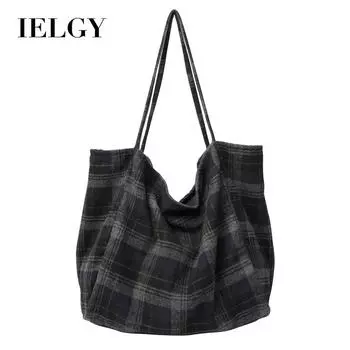 IELGY Японская повседневная сумка из холста, простая сумка из хлопка с принтом синий