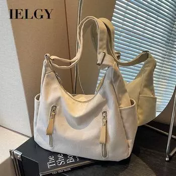 IELGY Японская ретро-сумка из холста, повседневная вместительная сумка-мессенджер для студентов колледжей чёрный