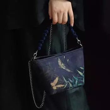 IELGY Женская антикварная дорогая жемчужная цепочка, новая китайская сумка-мессенджер для ручной переноски синий