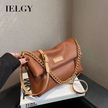 IELGY Женская цепочка с атмосферным узором личи, сумка-мессенджер из искусственной кожи контрастного цвета, складная сумка для ушей чёрный