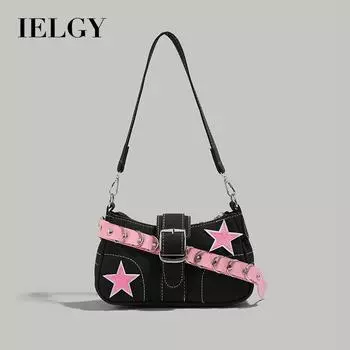 IELGY Женская черная сумка-багет на плечо, сумка подмышки премиум-класса Sweet and Cool Babes чёрный