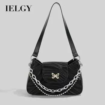 IELGY Женская черная сумка Baguette подмышками, сумка через плечо чёрный