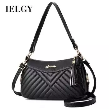 IELGY Женская черная сумка через плечо большой вместимости, классическая на каждый день
