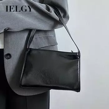 IELGY Женская черная сумка через подмышку, модная трендовая сумка, универсальная сумка через подмышку из фактурной кожи чёрный
