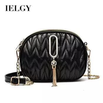 IELGY Женская черная сумка для мобильного телефона на диагональной цепочке и круглая сумка для торта.