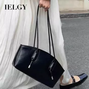 IELGY Женская черная сумка подмышки, элитная нишевая модная сумка через плечо для пригородных поездок чёрный
