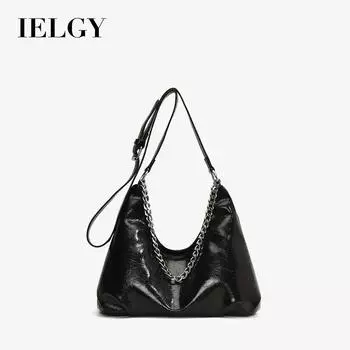 IELGY Женская черная сумка-тоут через плечо под мышкой, сумка-тоут на цепочке белый