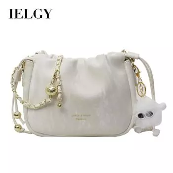 IELGY Женская черная сумка-ведро с завязками, модная и стильная сумка-мессенджер Sen Meng на одно плечо чёрный