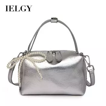 IELGY Женская черная универсальная простая сумка-мессенджер, сумка-подушка из мягкой кожи с фактурной цепочкой белый