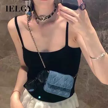 IELGY Женская джинсовая сумка через плечо с ромбовидной цепочкой и универсальным дизайном синий