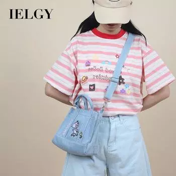 IELGY Женская джинсовая сумка, универсальная регулируемая модная маленькая сумочка-мессенджер. розовый