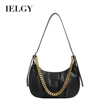 IELGY Женская фактурная сумка подмышками со складками во французском нишевом дизайне, стильная и простая сумка через плечо чёрный