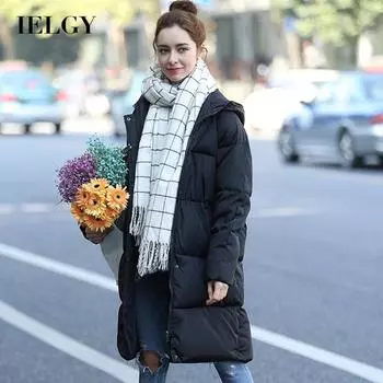 IELGY женская хлопковая стеганая куртка, женская зимняя утепленная куртка большого размера, корейская хлопковая куртка средней длины S серый