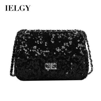IELGY Женская красочная нишевая банкетная сумка с цепочкой, модная блестящая сумка через плечо на одно плечо подмышками чёрный