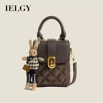 IELGY Женская маленькая квадратная сумка-мессенджер с французской нишевой текстурой, модная сумка-коробка в стиле ретро с бриллиантами OnlyBag чёрный