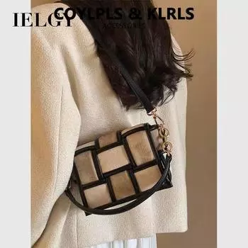 IELGY Женская маленькая квадратная сумка, модная и универсальная персонализированная сумка-мессенджер на плечо и подмышку. чёрный