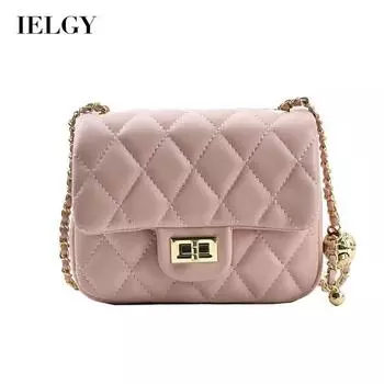 IELGY женская маленькая модная сумка-мессенджер с золотым шариком и цепочкой в виде ромба белый